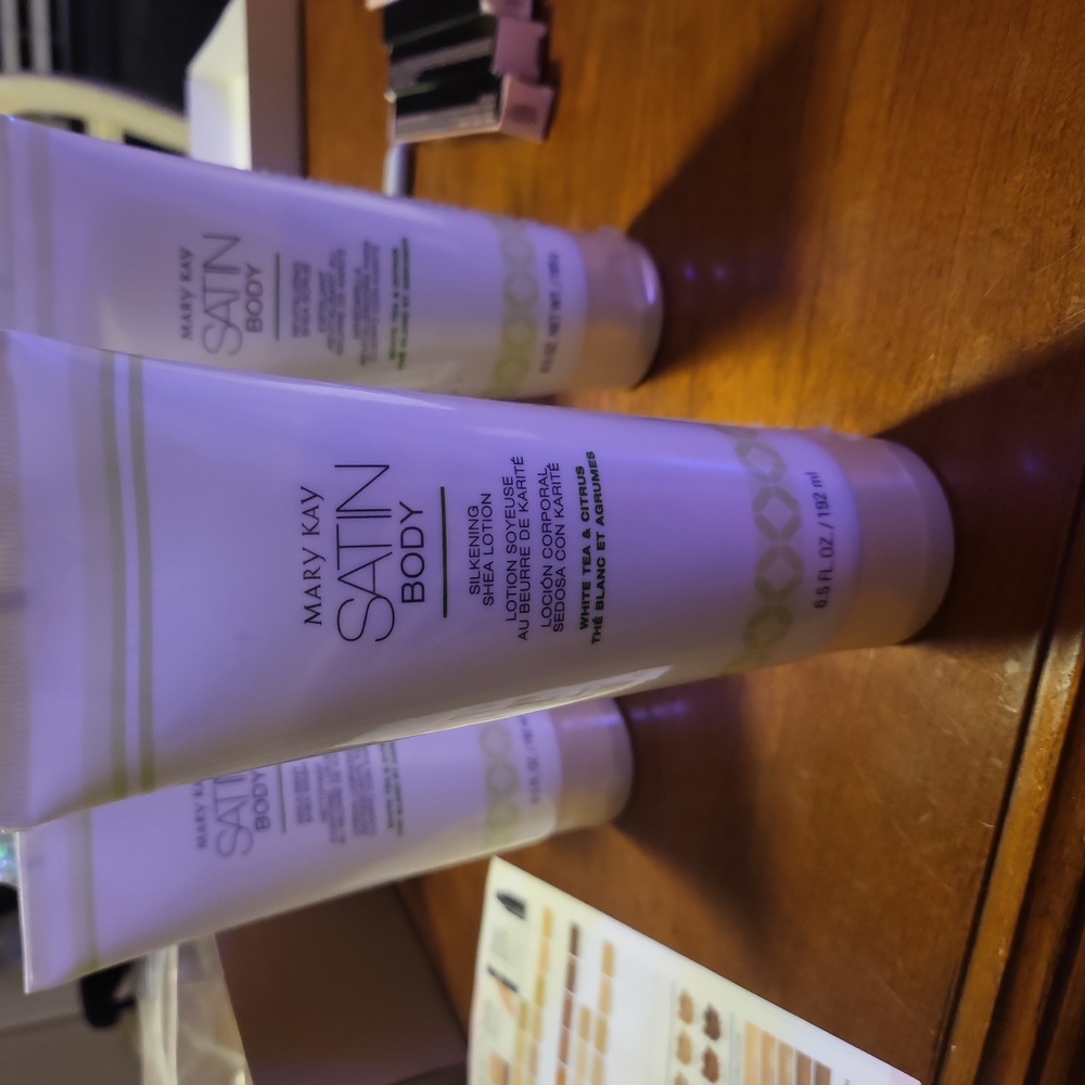 Mary Kay’s satin body silkening shea lotion with white tea and citrus
